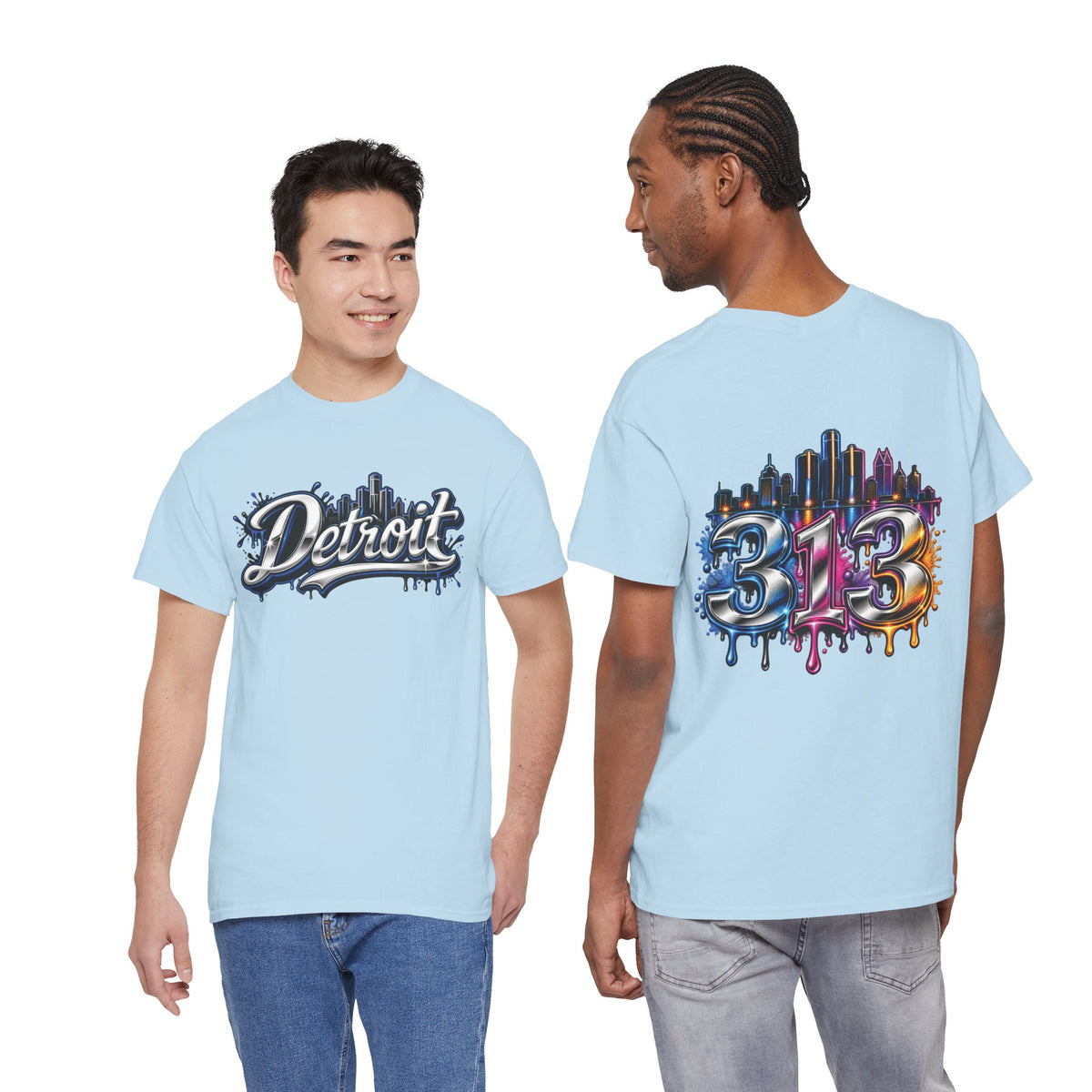 Detroit Script Tee | 313 Drip Skyline T-Shirt