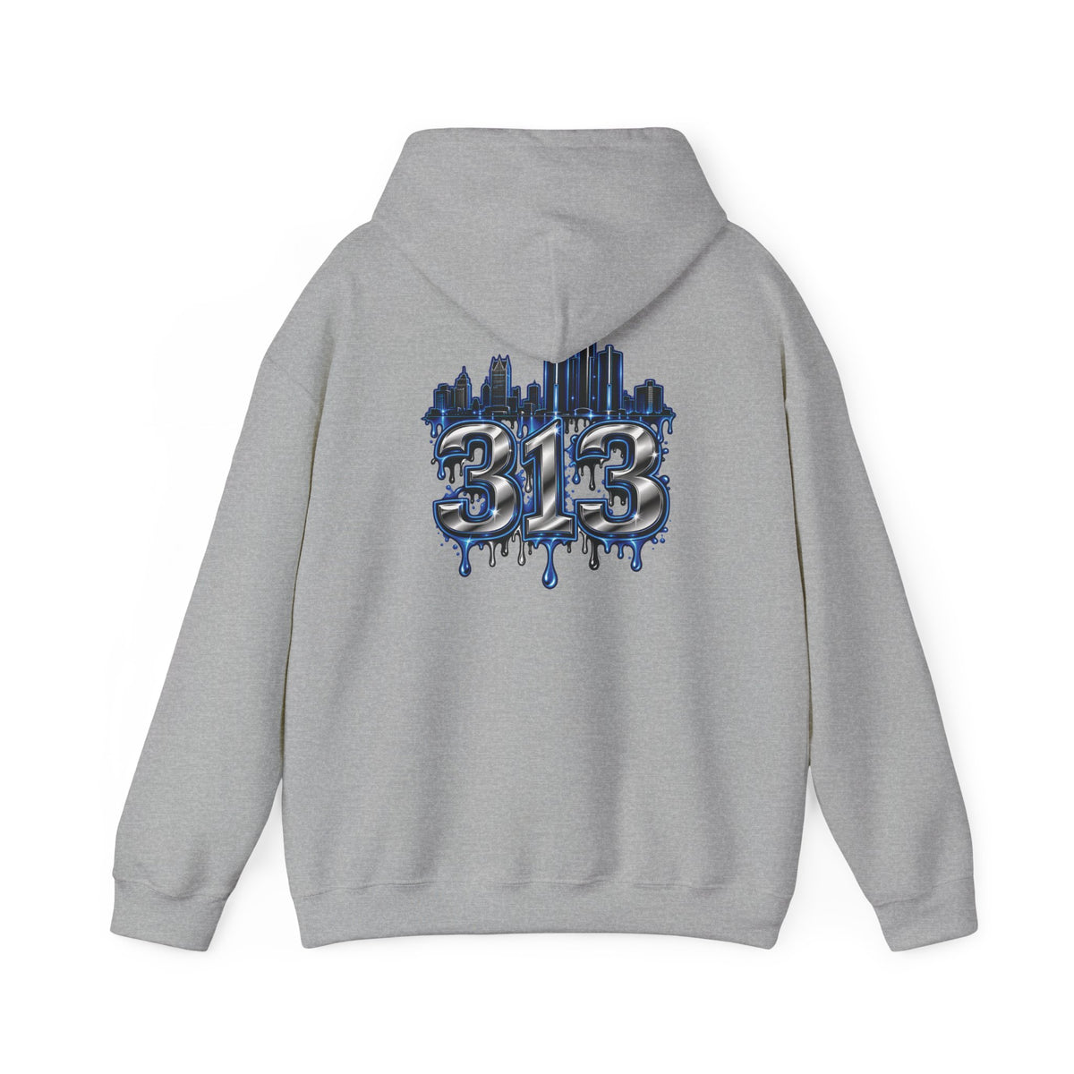 Detroit 313 Skyline Hoodie | Dripping Graffiti City Football Design