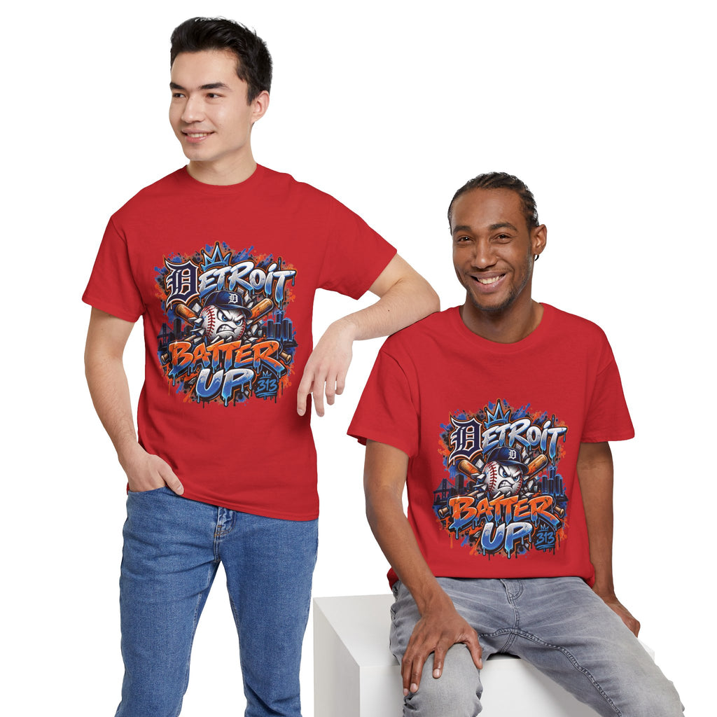 Detroit Batter Up T-Shirt | Baseball City Skyline Tee