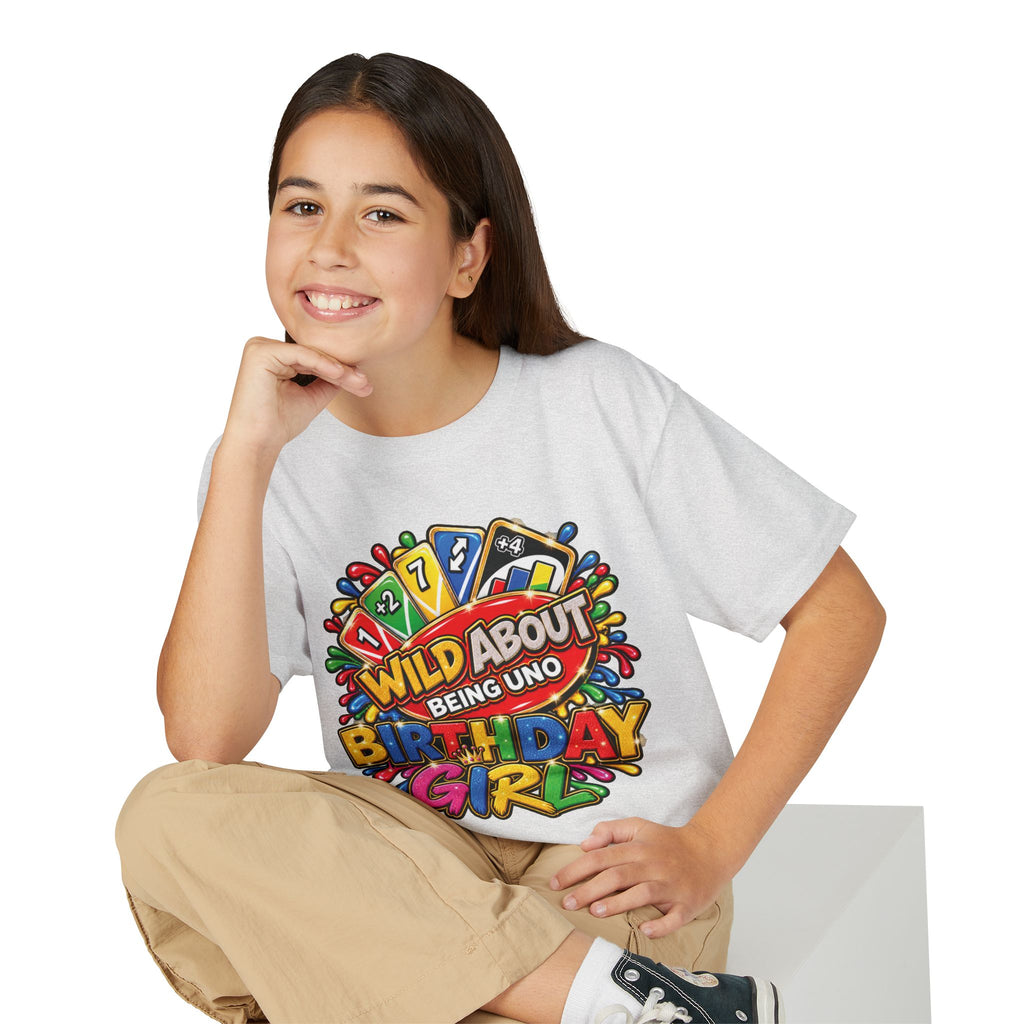 Wild About Being UNO Birthday Girl T-Shirt | Kids Custom Name Back