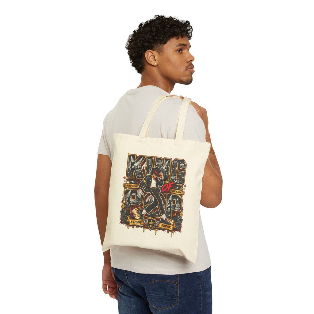 MJ King of Rock design Tote Bag | Retro music graphic canvas tote