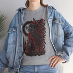 Red and Black Grunge Lion T-Shirt | Graphic Catlike Beast Tee