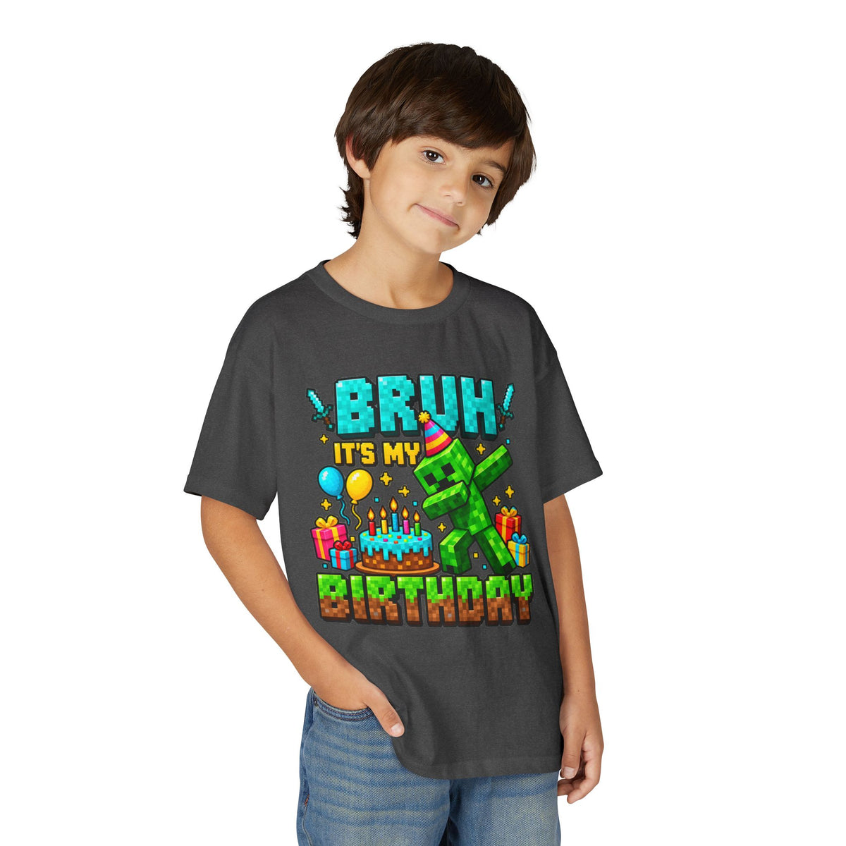 Bruh It’s My Birthday Youth T-Shirt – Pixel Gaming Birthday Shirt