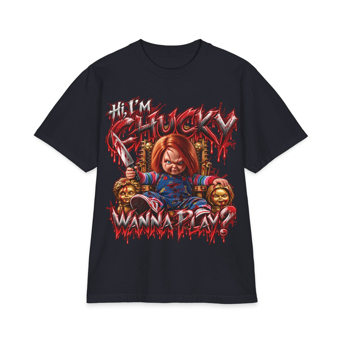 Chucky Slasher Doll Wanna Play T-Shirt | Horror Movie Graphic Tee