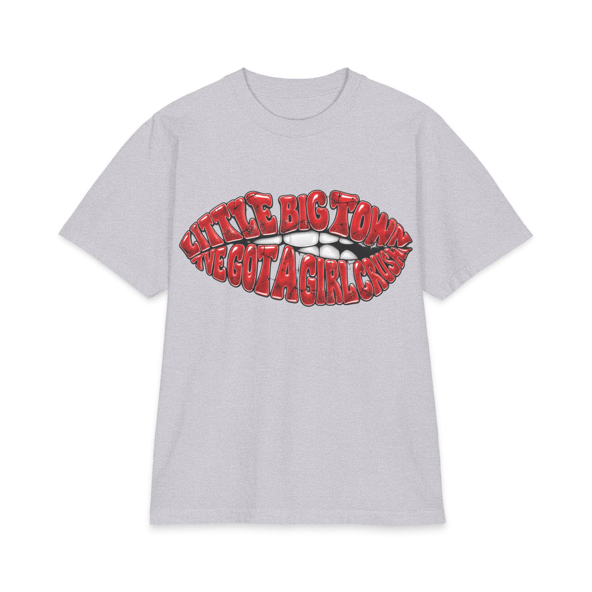 Big Little Town Lips Graphic T-Shirt | Retro Red Lip Art