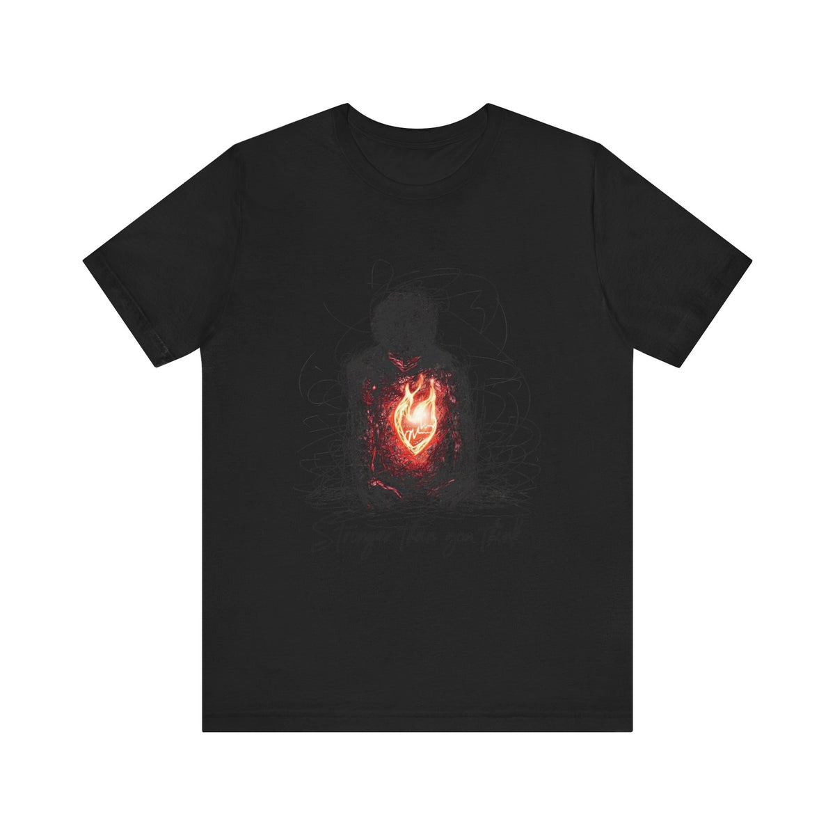 Flaming Heart Figure Tee | Stronger Than You Think graphic shirt