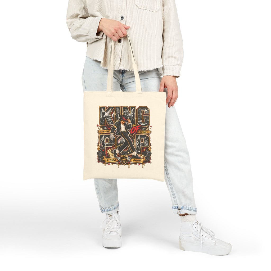 MJ King of Rock design Tote Bag | Retro music graphic canvas tote