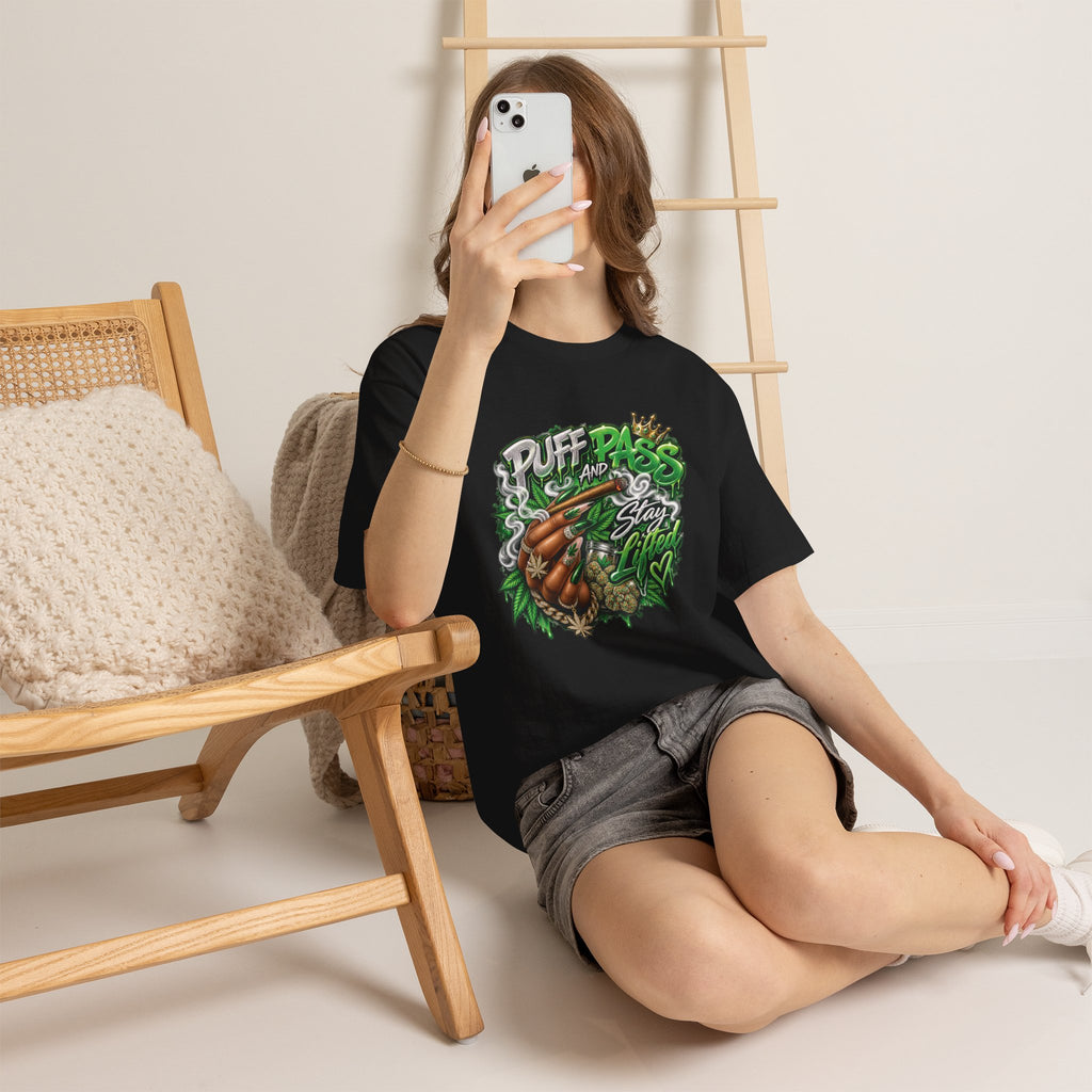 Puff and Pass Stay Lifted T-Shirt | Cannabis Leaf Graphic Tee