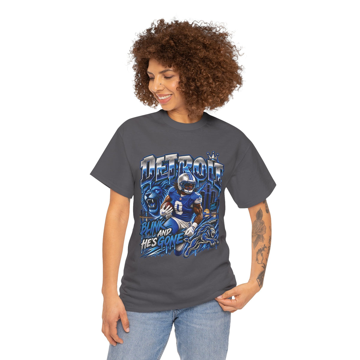 Detroit Football Player Graphic Tee | Blink And He's Gone, Lions Tribute