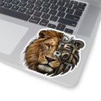 Lion Half-Mechanical Face Kiss-Cut Sticker | Realistic Lion Illustration