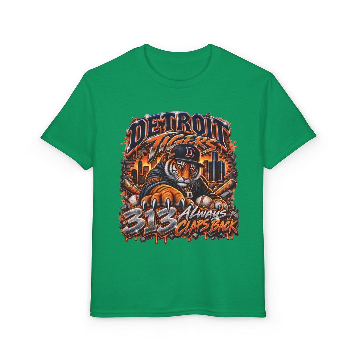 Detroit Tigers Tiger Mascot T-Shirt | 313 Always Claps Back