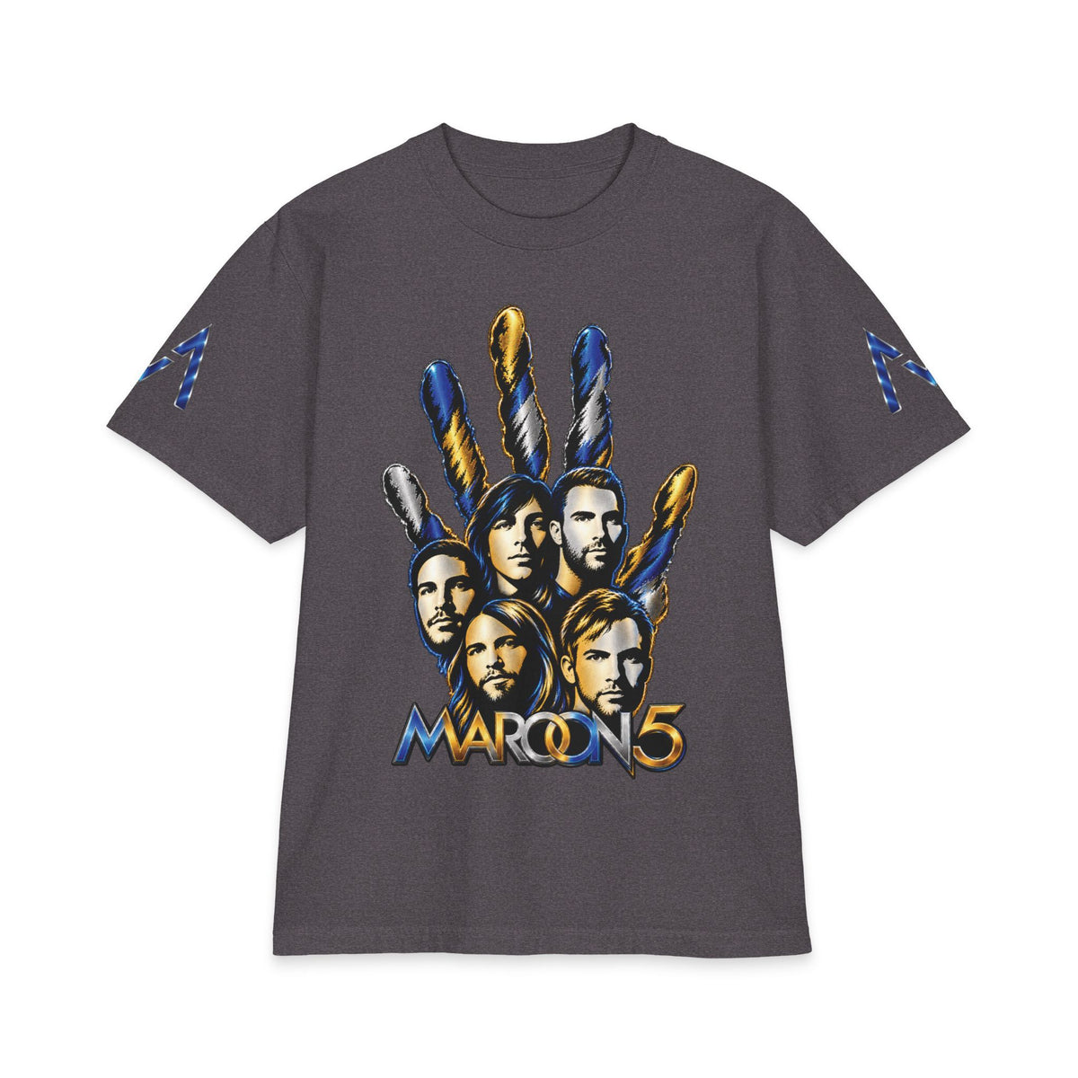 Handprint Portrait Maroon 5 Band Graphic T-Shirt | Rock Band Logo Tee