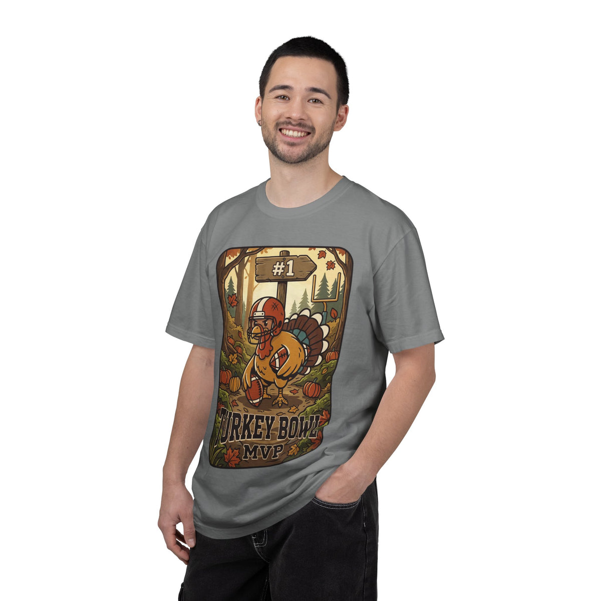 Turkey Bowl MVP T-Shirt | Thanksgiving Football Turkey Illustration