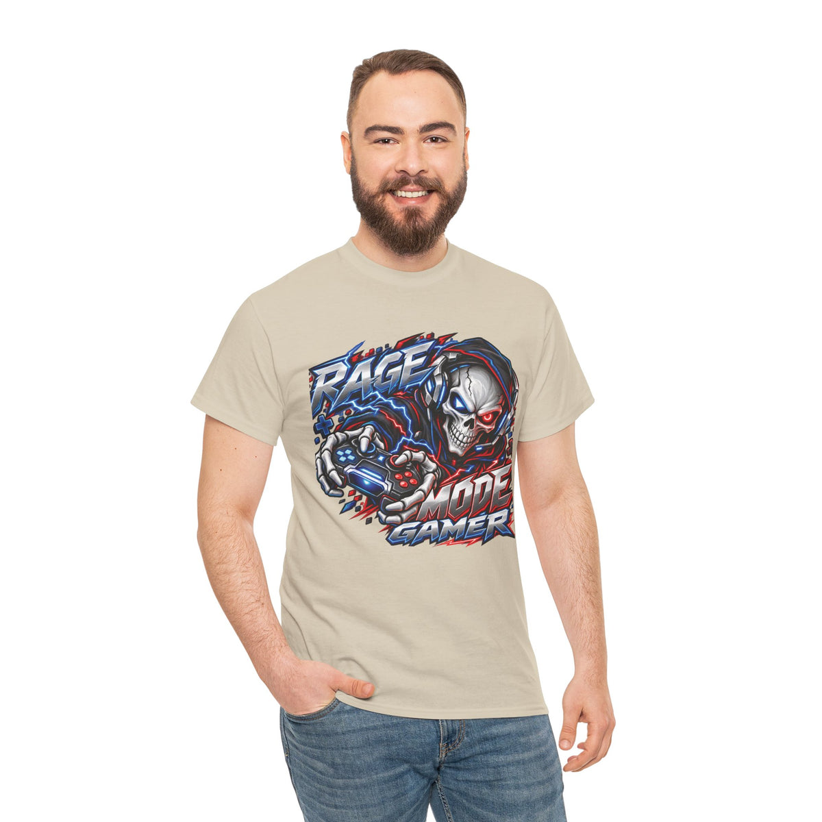 Rage Mode Gamer Skull Graphic T-Shirt