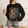 Lion Portrait Typography sweatshirt | Split Realistic Lion Face with 3D Text