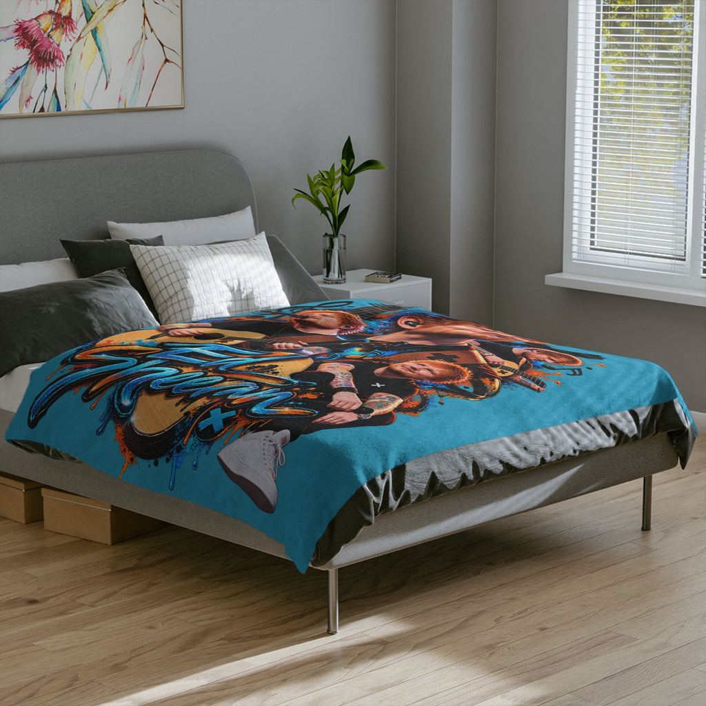 Ed Sheeran collage Velveteen Blanket | Musician portrait, guitar artwork
