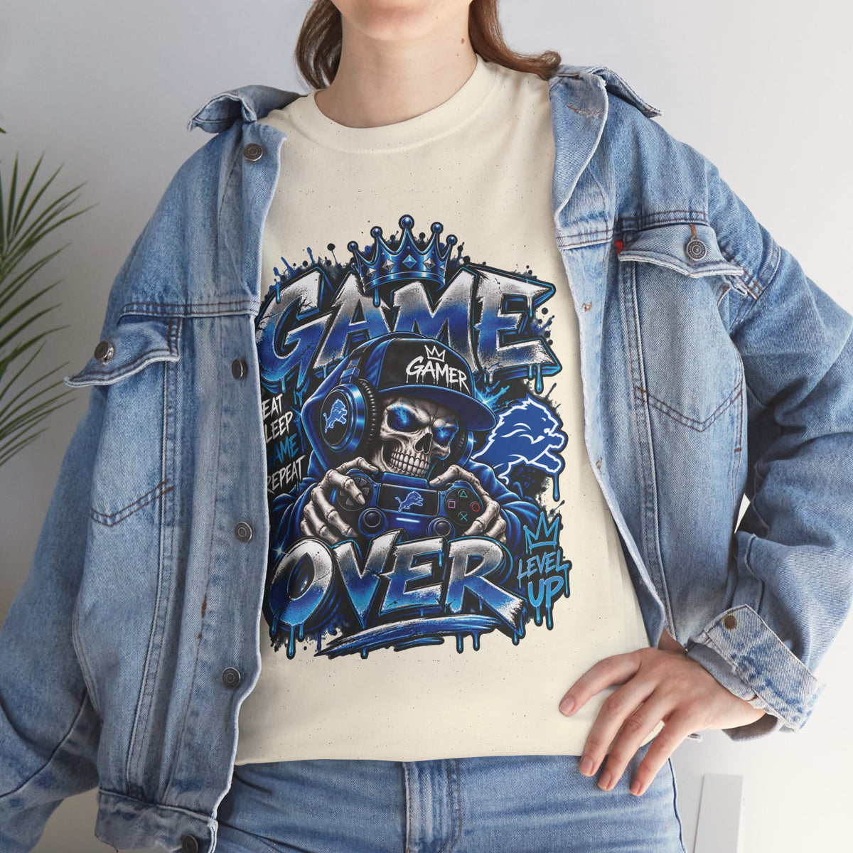 Game Over Skull Gamer Tee | Video Game Controller Graphic Shirt