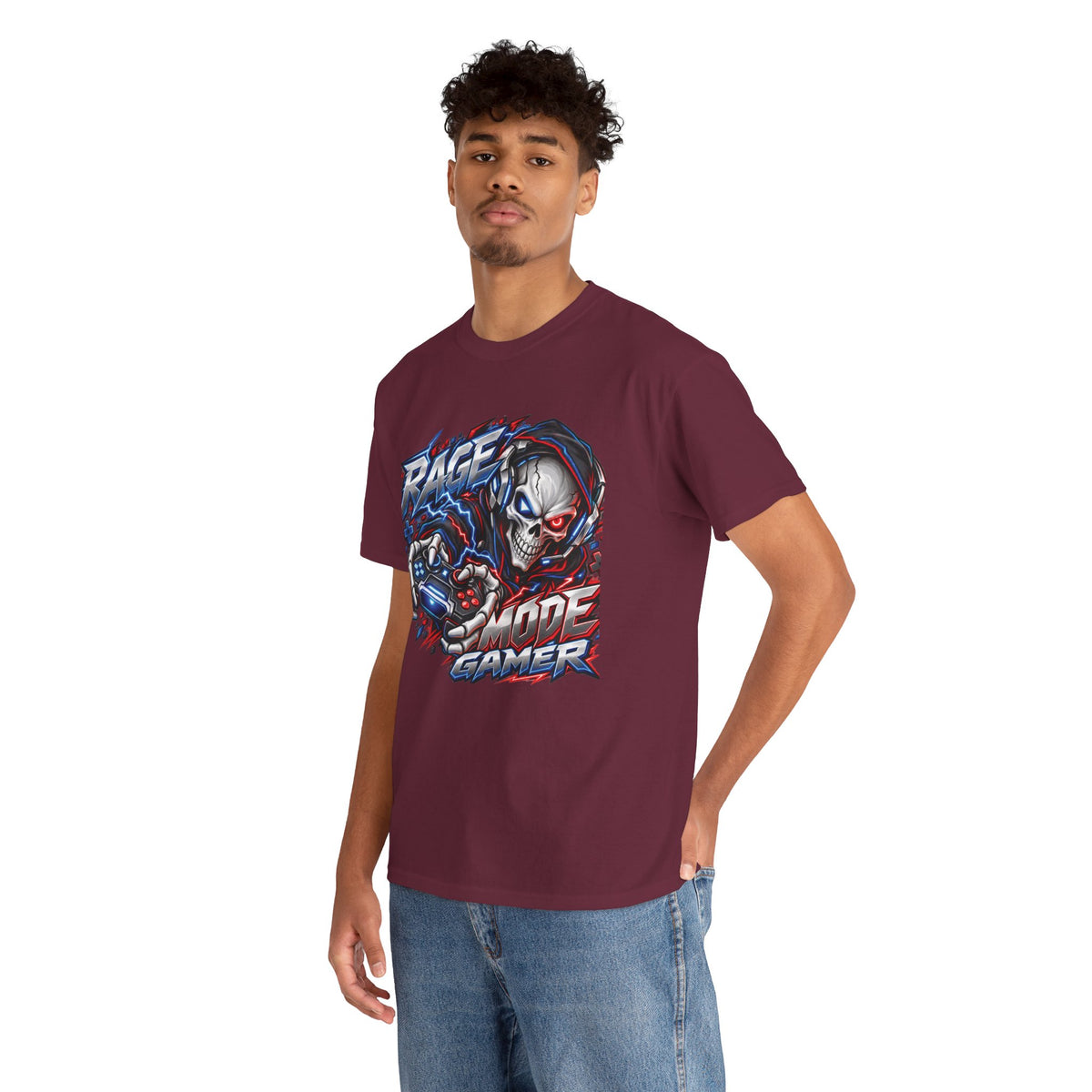 Rage Mode Gamer Skull Graphic T-Shirt