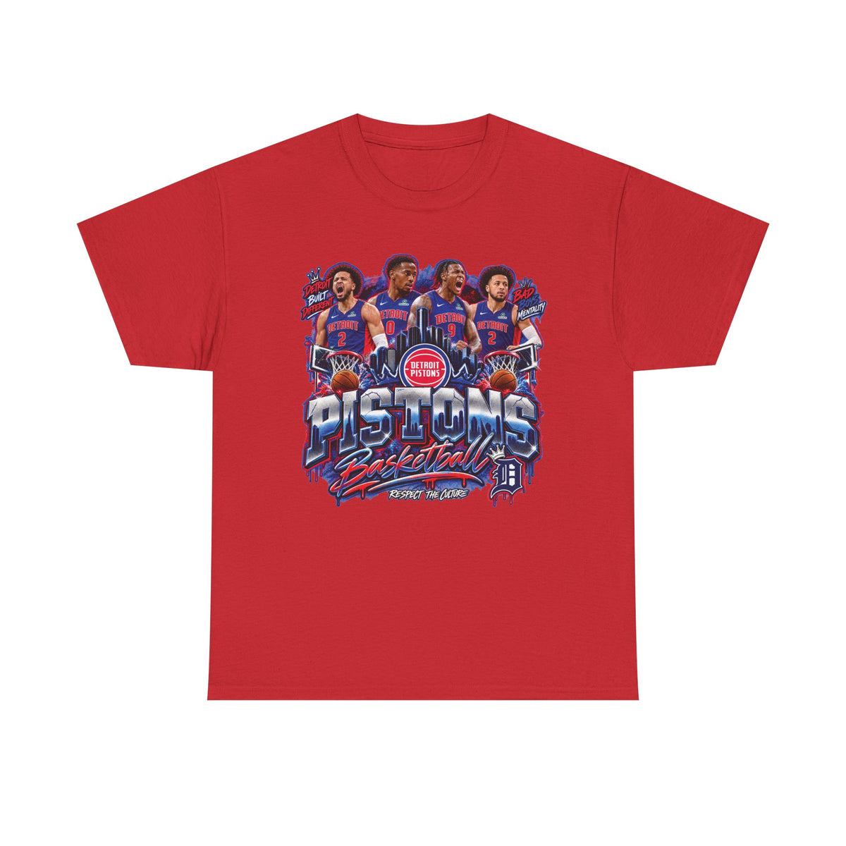 Detroit Pistons Basketball Players Tee | NBA Retro Team Graphic