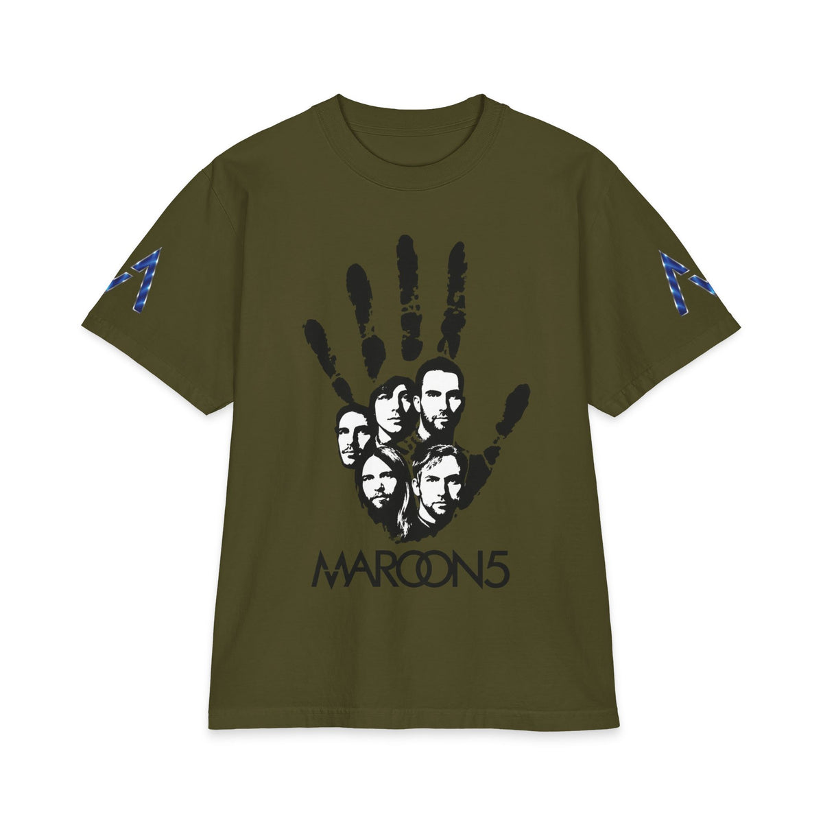 Handprint Maroon 5 Band Portrait T-Shirt | Rock Band Logo Tee