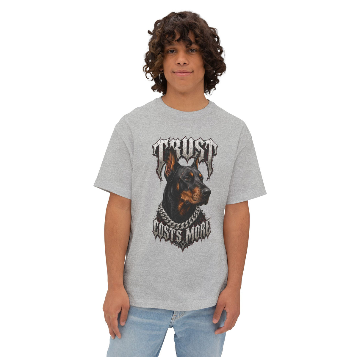 Trust Costs More Doberman Tee | Doberman Portrait, Gothic Text