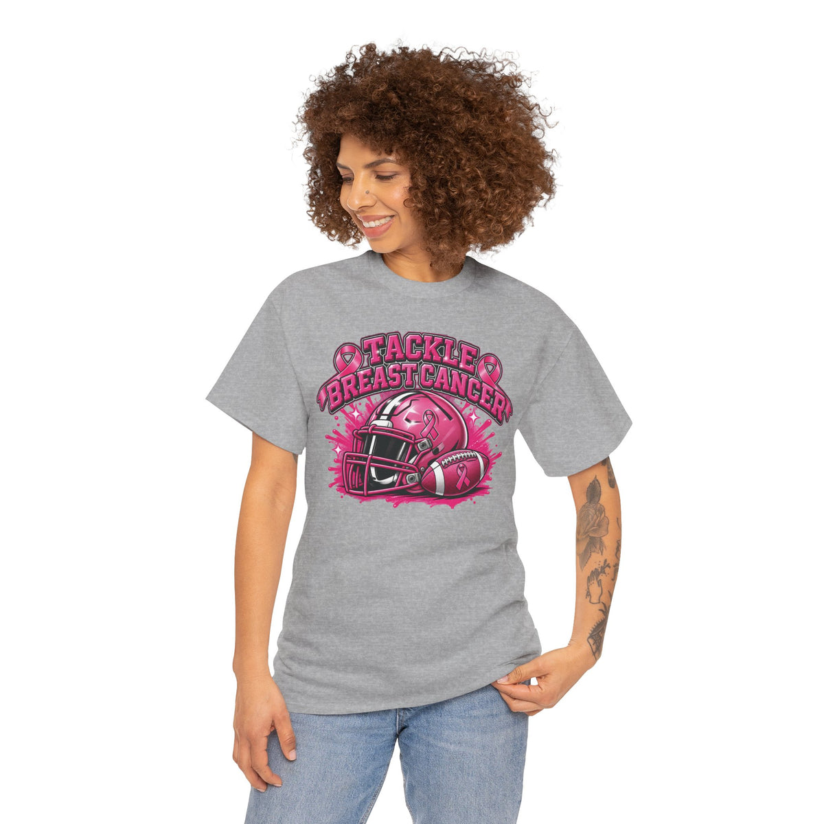 Tackle Breast Cancer Tee | Football Helmet, Pink Ribbon Awareness