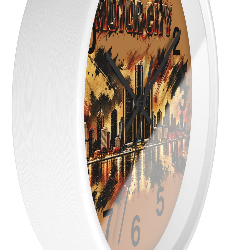 Motor City Detroit Skyline Wall Clock