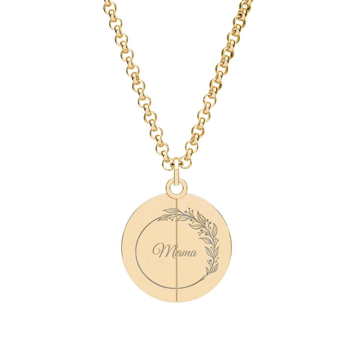 Mama We Love You Hidden Message Circle Necklace, Customizable Engraved Secret Pendant