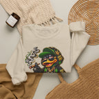 Weed Duck Smoking Cartoon Sweatshirt | Cannabis Leaf Streetwear Crewneck