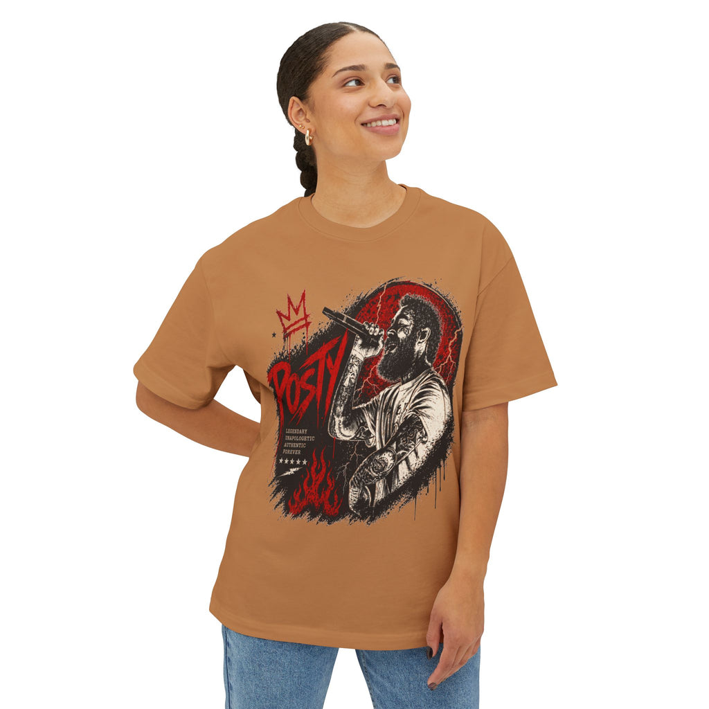 Malone Singer Microphone Illustration Concert Tee | Retro Rock Rap Portrait