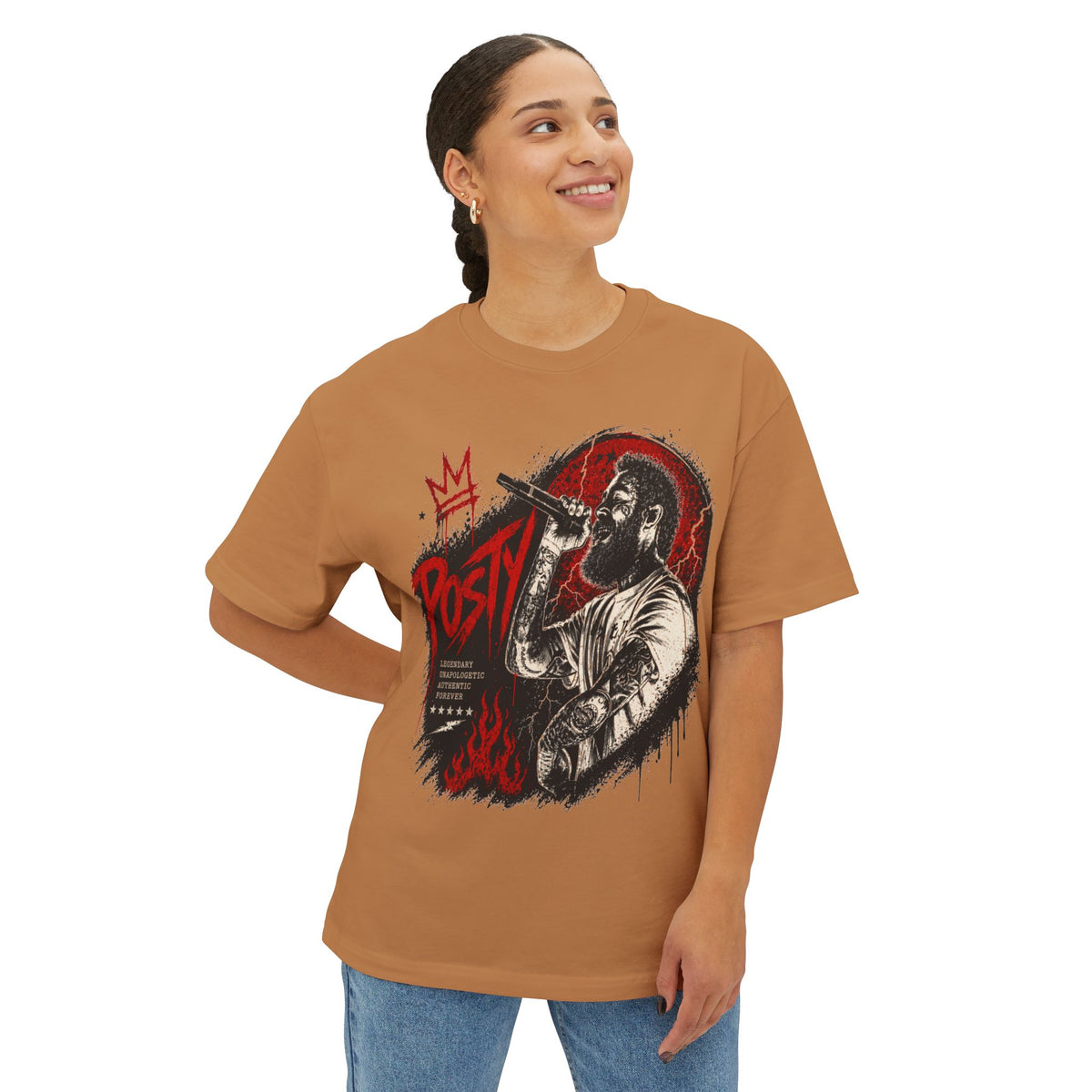 Malone Singer Microphone Illustration Concert Tee | Retro Rock Rap Portrait