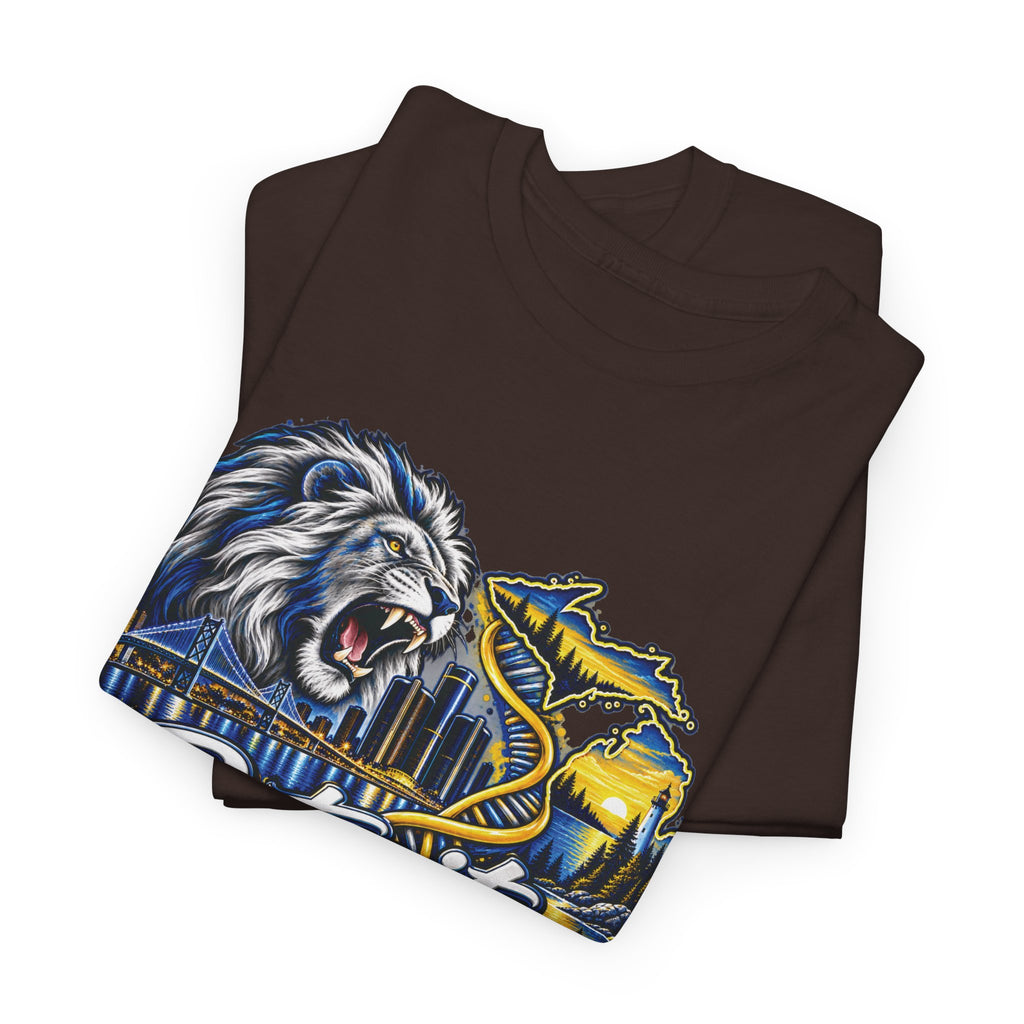 Detroit Michigan Lion Cityscape Graphic T-Shirt