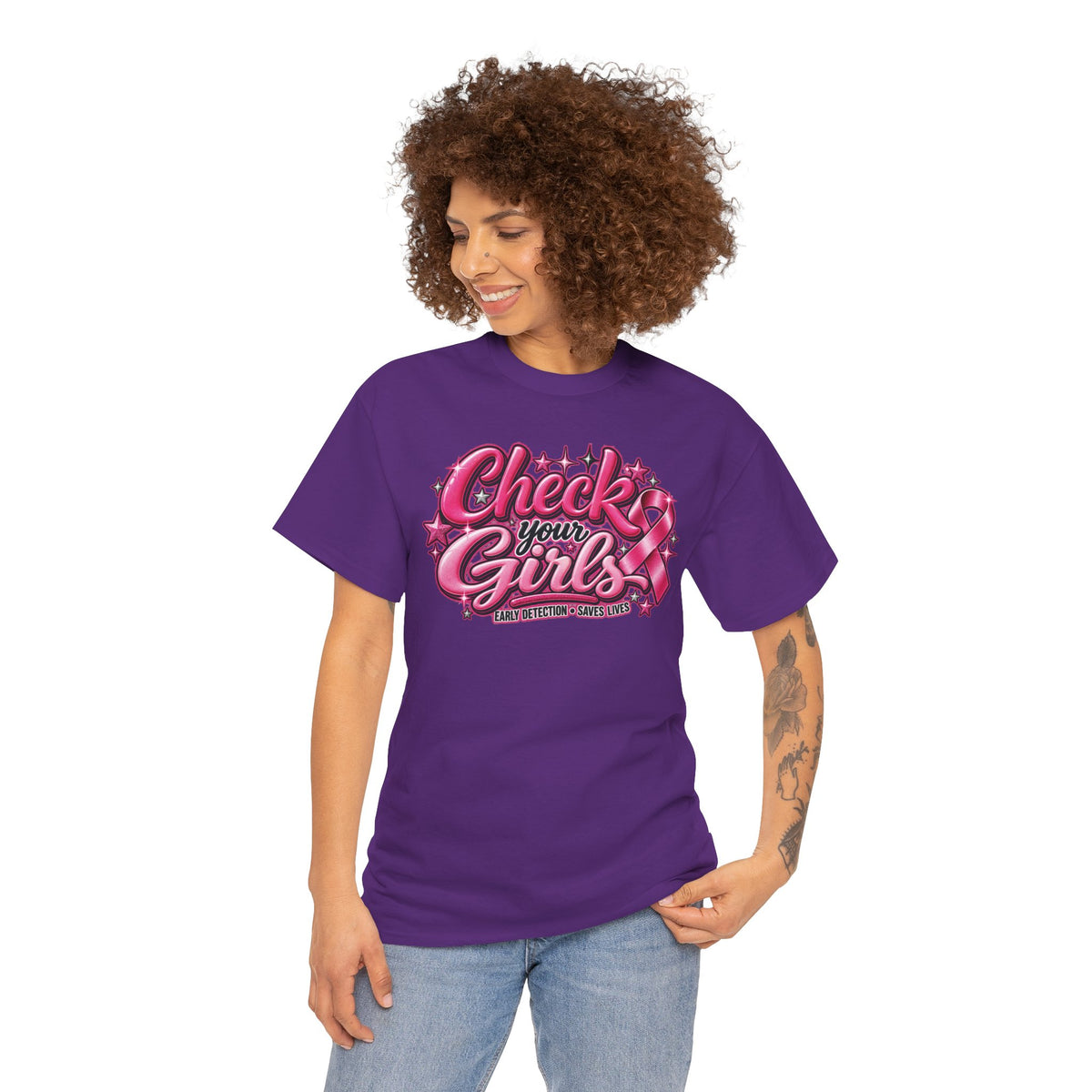 Check Your Girls tee | Breast Cancer Awareness shirt, pink ribbon design