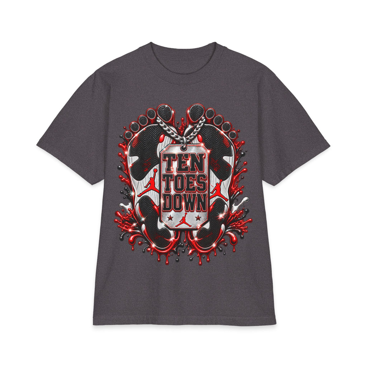 Ten Toes Down feet graphic T-Shirt | streetwear, red black emblem