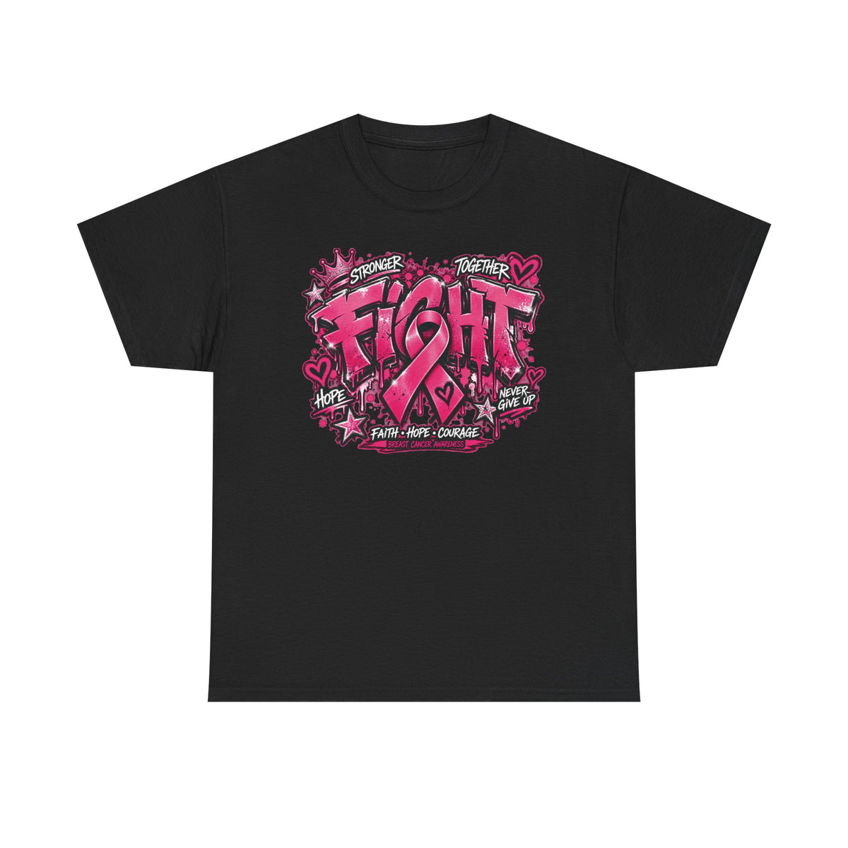 Fight Pink Ribbon T-Shirt | Breast Cancer Awareness, Graffiti Heart Design