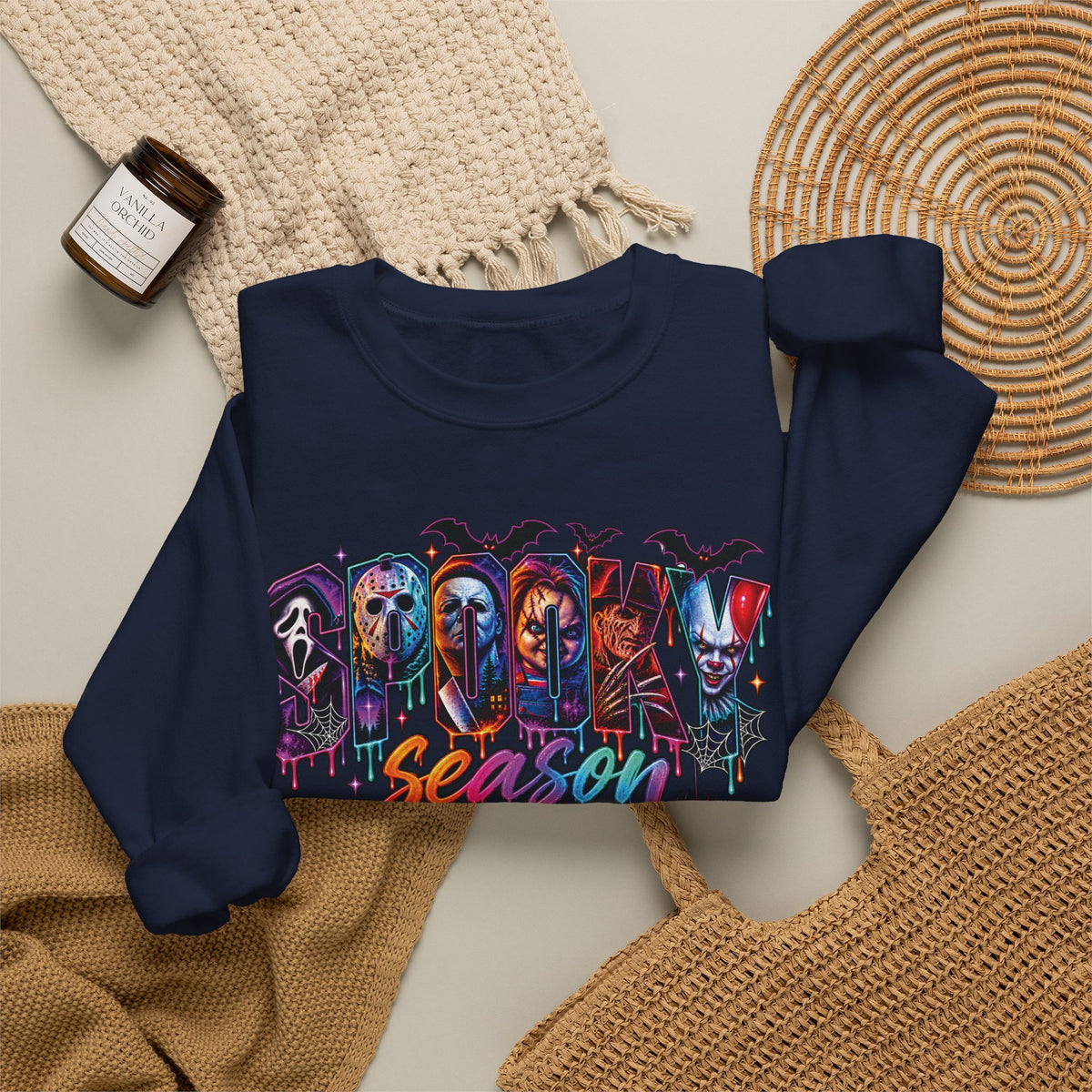 Spooky Season Horror Character Skateboard Crewneck Sweatshirt | Gothic Skate Graffiti