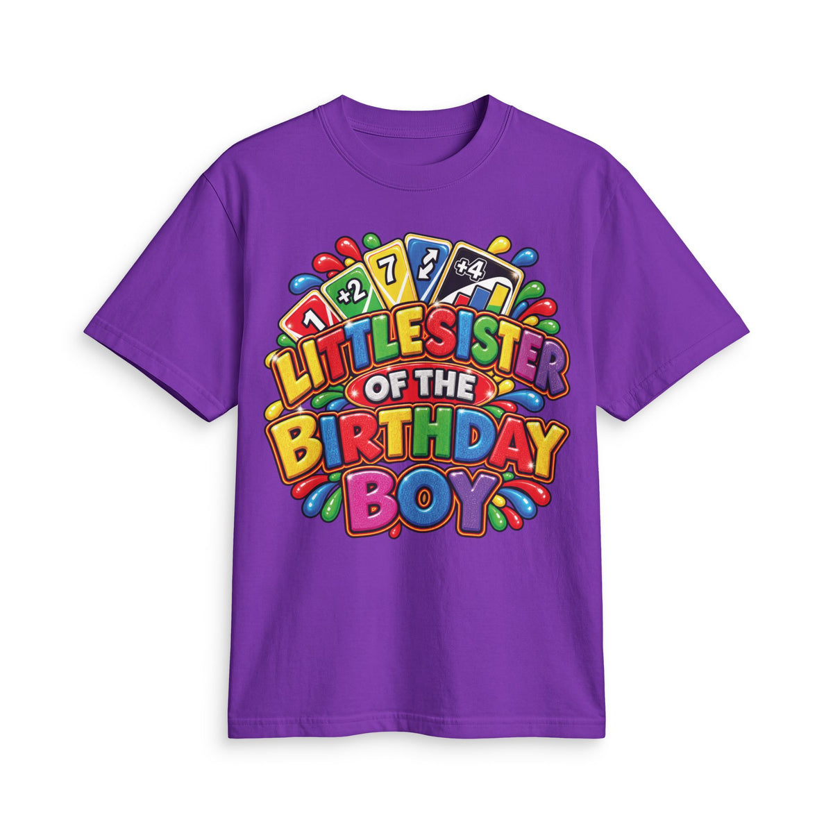 Little Sister of the Birthday Boy T Shirt | Colorful Birthday Siblings Design