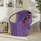 Olivia Rodrigo Portrait Velveteen Microfiber Blanket | Purple Butterfly Rose Design