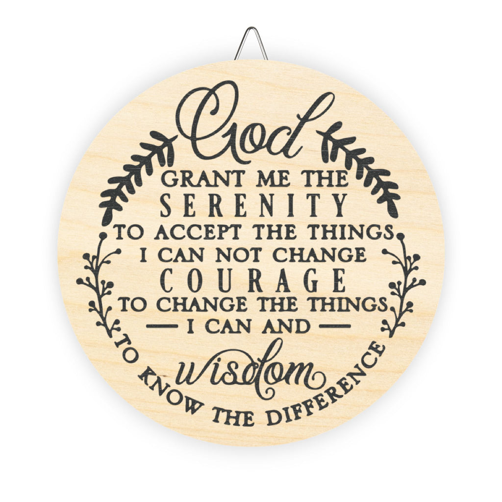 Serenity Prayer Round Wood Sign | Spiritual Wall Decor