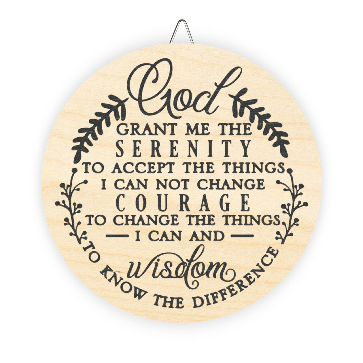 Serenity Prayer Round Wood Sign | Spiritual Wall Decor