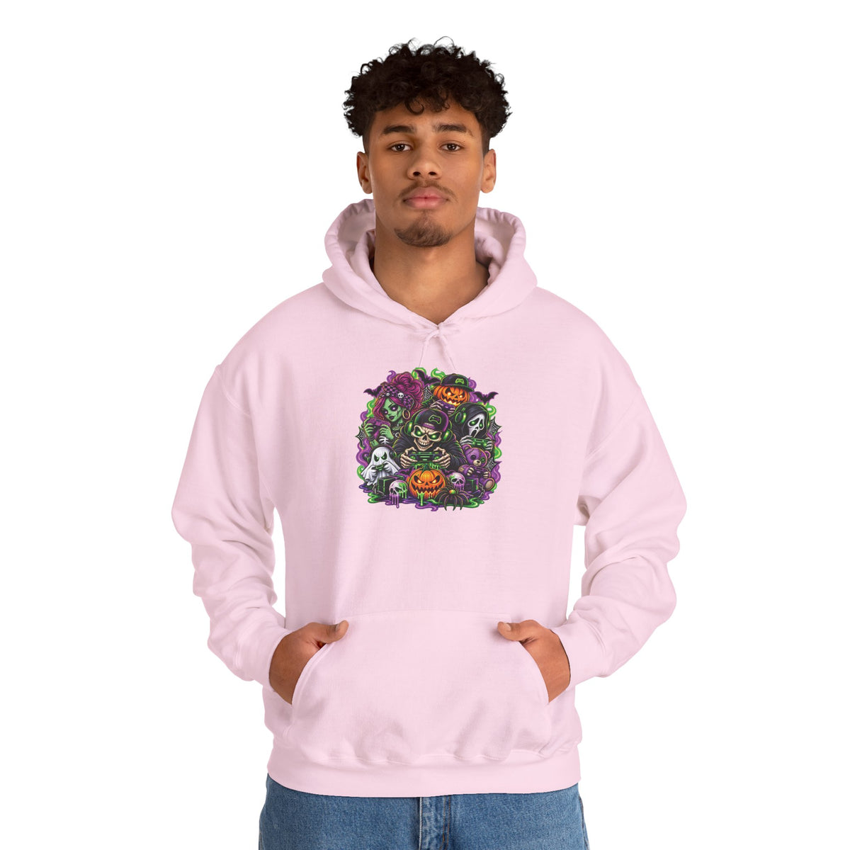 Spooky Halloween Skull Pumpkin Floral Hoodie | Haunted Garden Sweatshirt