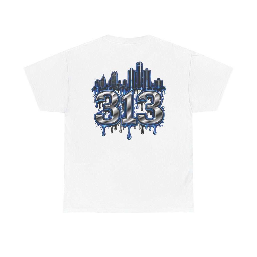 Detroit Lion Skull Beanie Tee | 313 Drip City Skyline T-Shirt