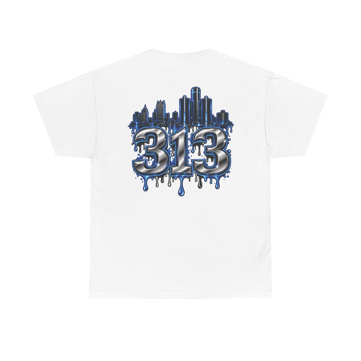 Detroit Lion Skull Beanie Tee | 313 Drip City Skyline T-Shirt
