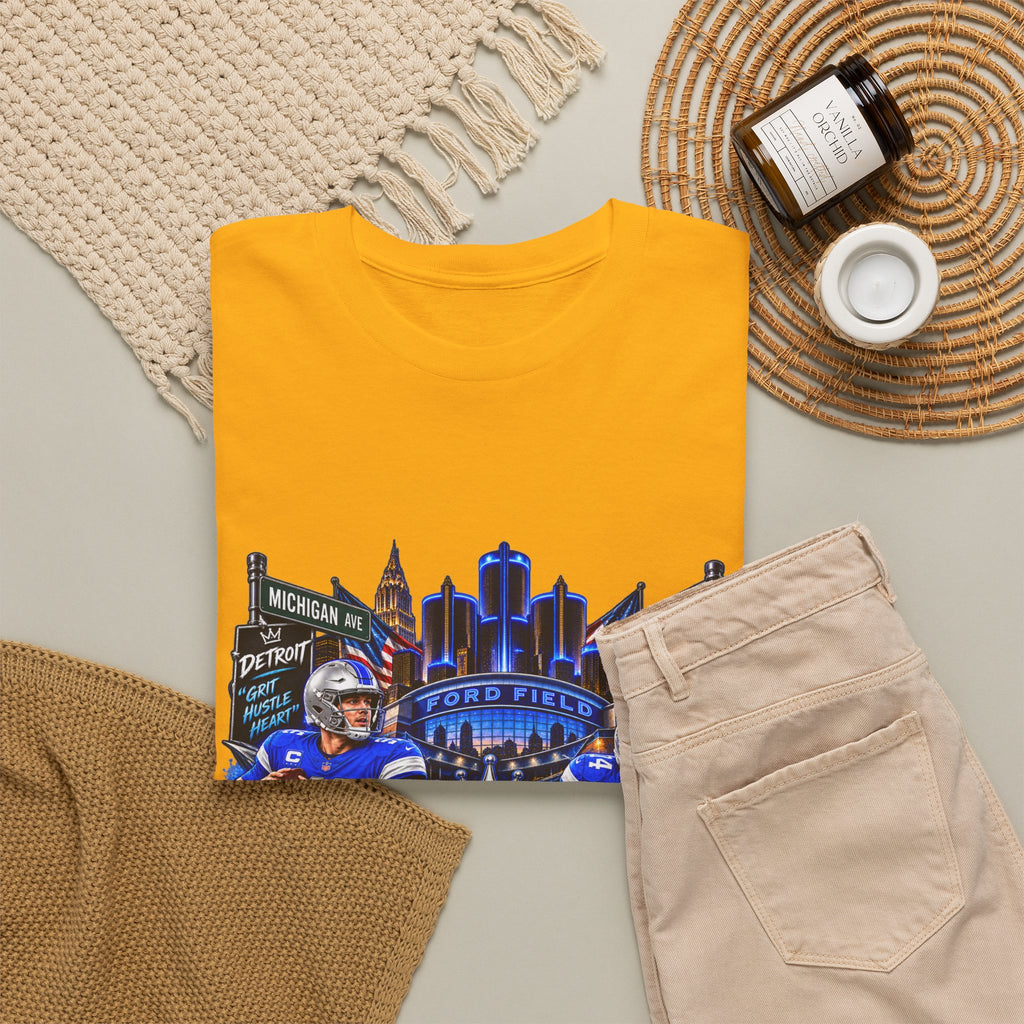 Detroit Football Graphic Tee | City Skyline, Players, Lions-Inspired Design