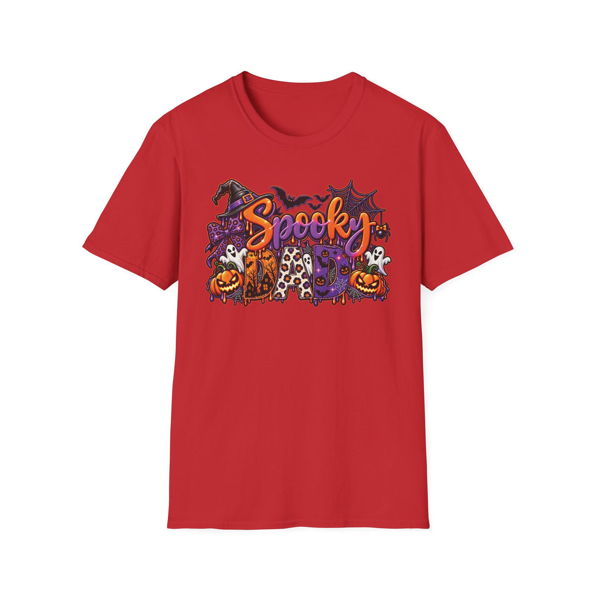 Spooky Dad Halloween Haunted House T-Shirt | Pumpkin Ghosts Witch Hat