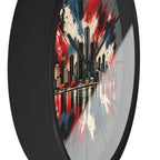 Urban Skyline Detroir Wall Clock – Red, White & Blue Cityscape Decor