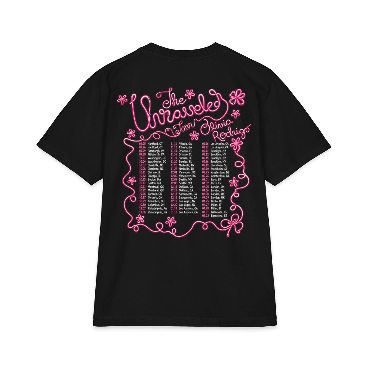 Olivia Rodrigo portrait T-Shirt | tour dates backprint