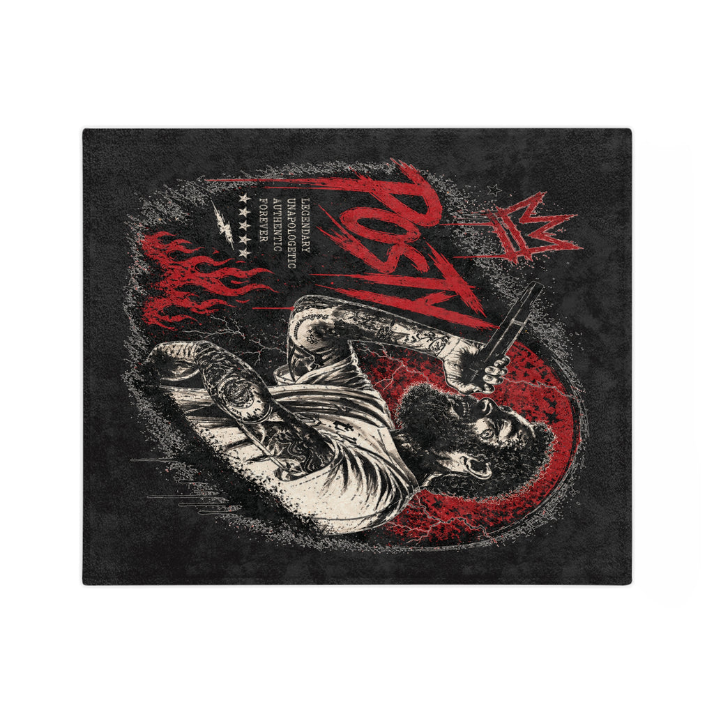 Posty Malone Singer Illustration Velveteen Blanket | Music Portrait, Tattoo Art