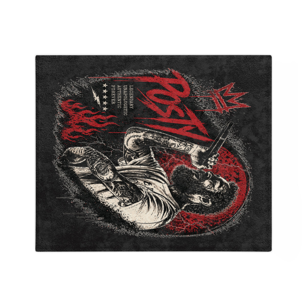 Posty Malone Singer Illustration Velveteen Blanket | Music Portrait, Tattoo Art