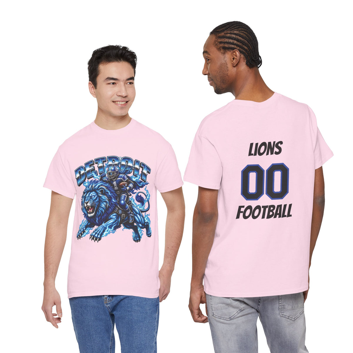 Detroit Lion Rider T-Shirt | Football Team Graphic Tee, Blue Mascot